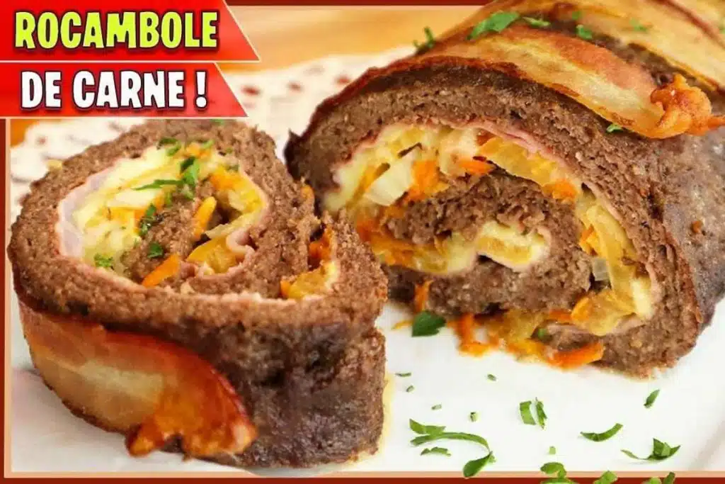 Rocambole de carne moída fácil de fazer e um recheio surpreendente